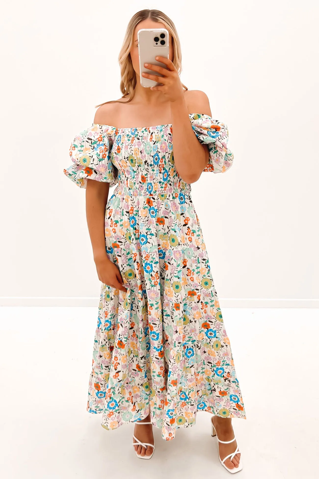 Indy Midi Dress White Floral