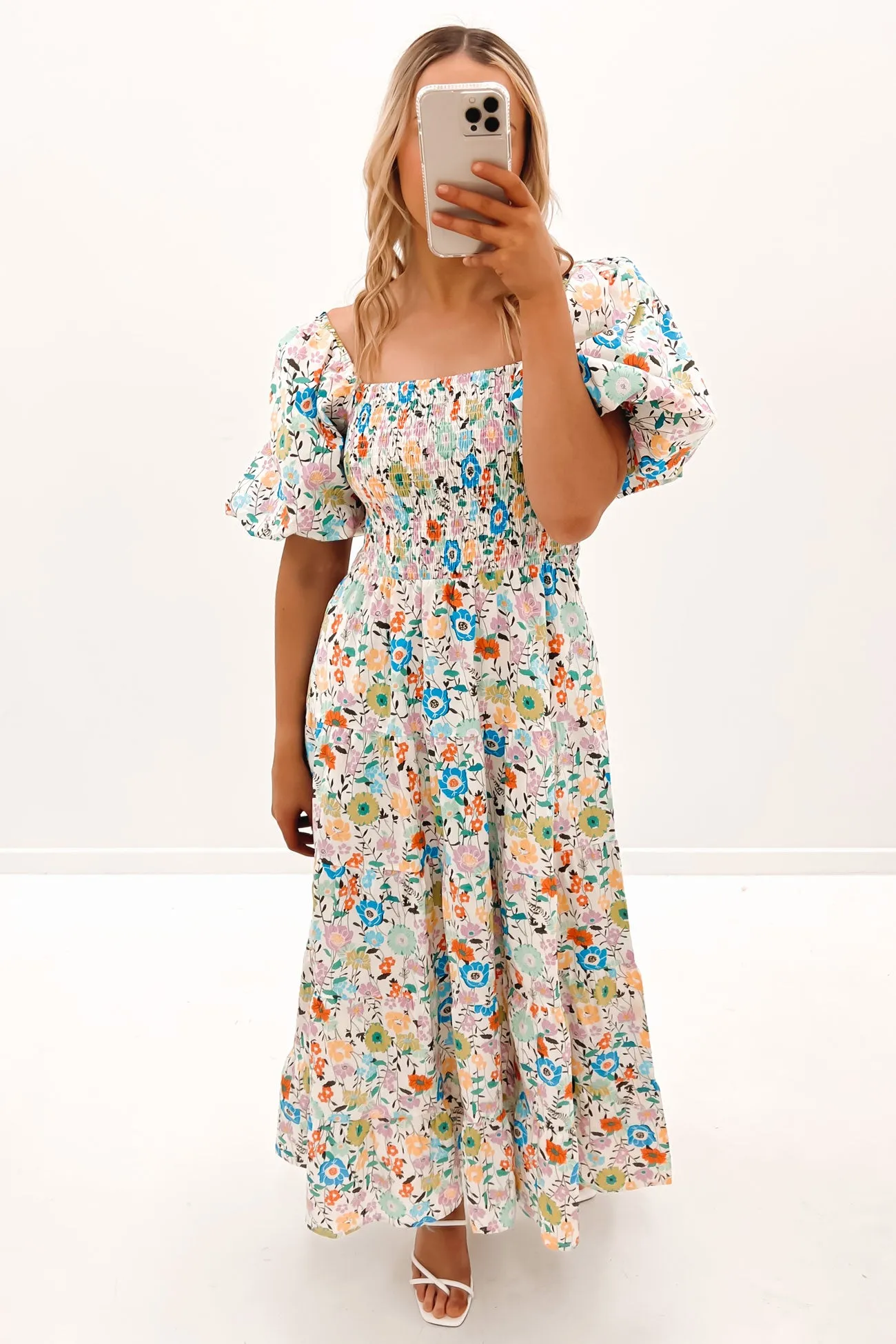 Indy Midi Dress White Floral