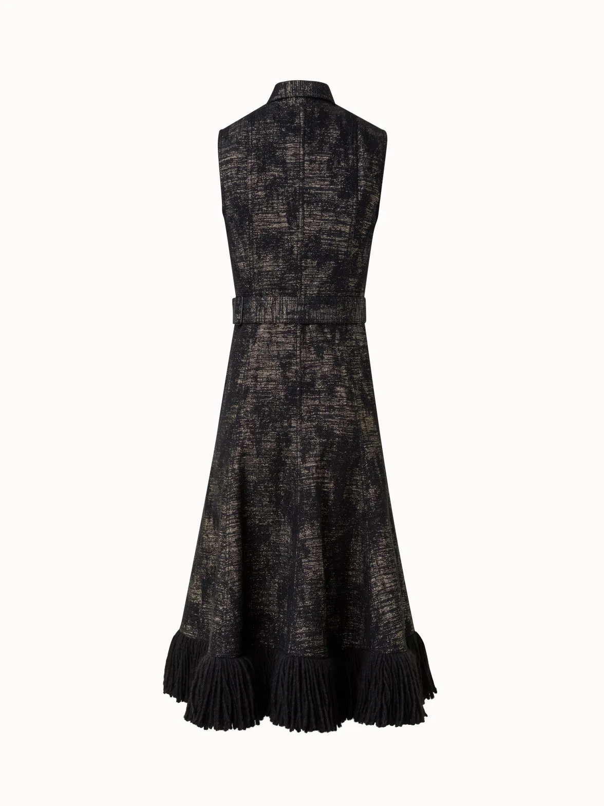 Jacquard Midi Dress with Fringes