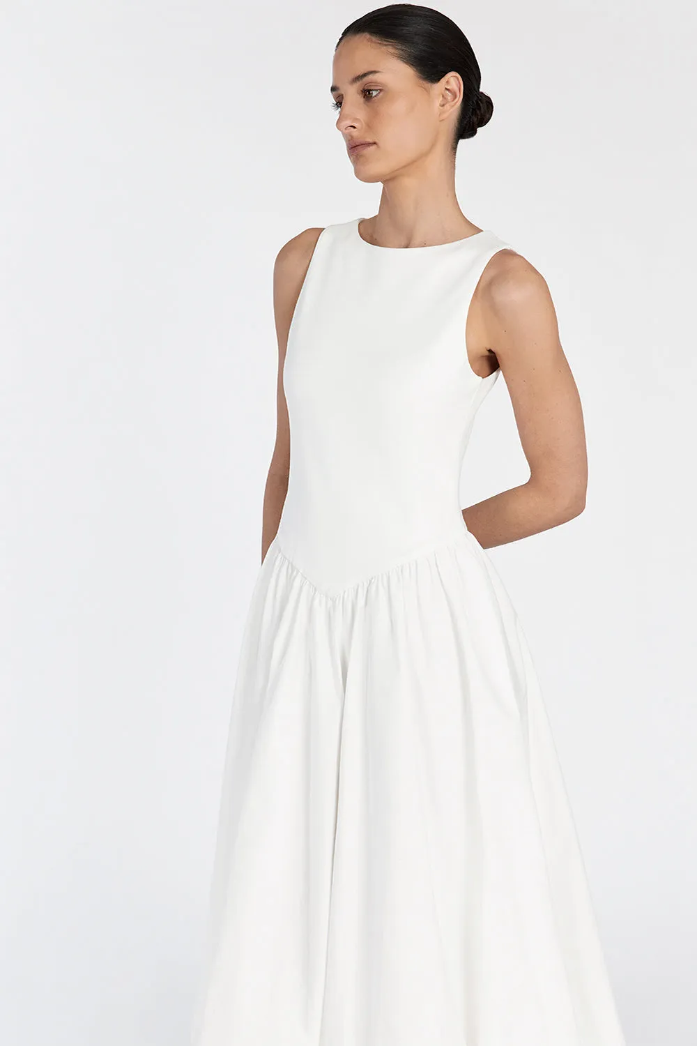 JAMES WHITE BUBBLE MIDI DRESS