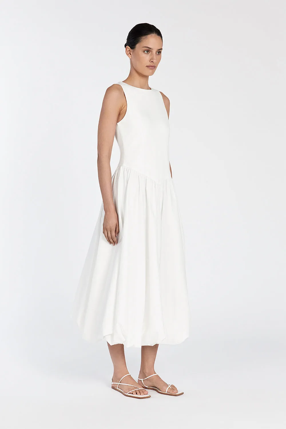 JAMES WHITE BUBBLE MIDI DRESS