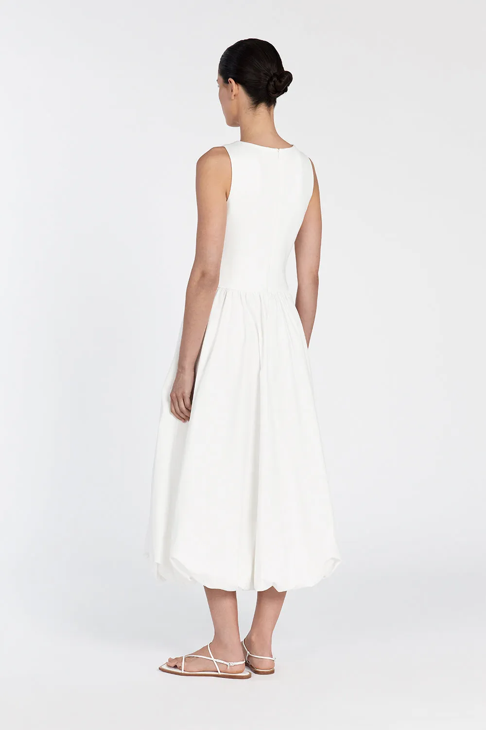 JAMES WHITE BUBBLE MIDI DRESS