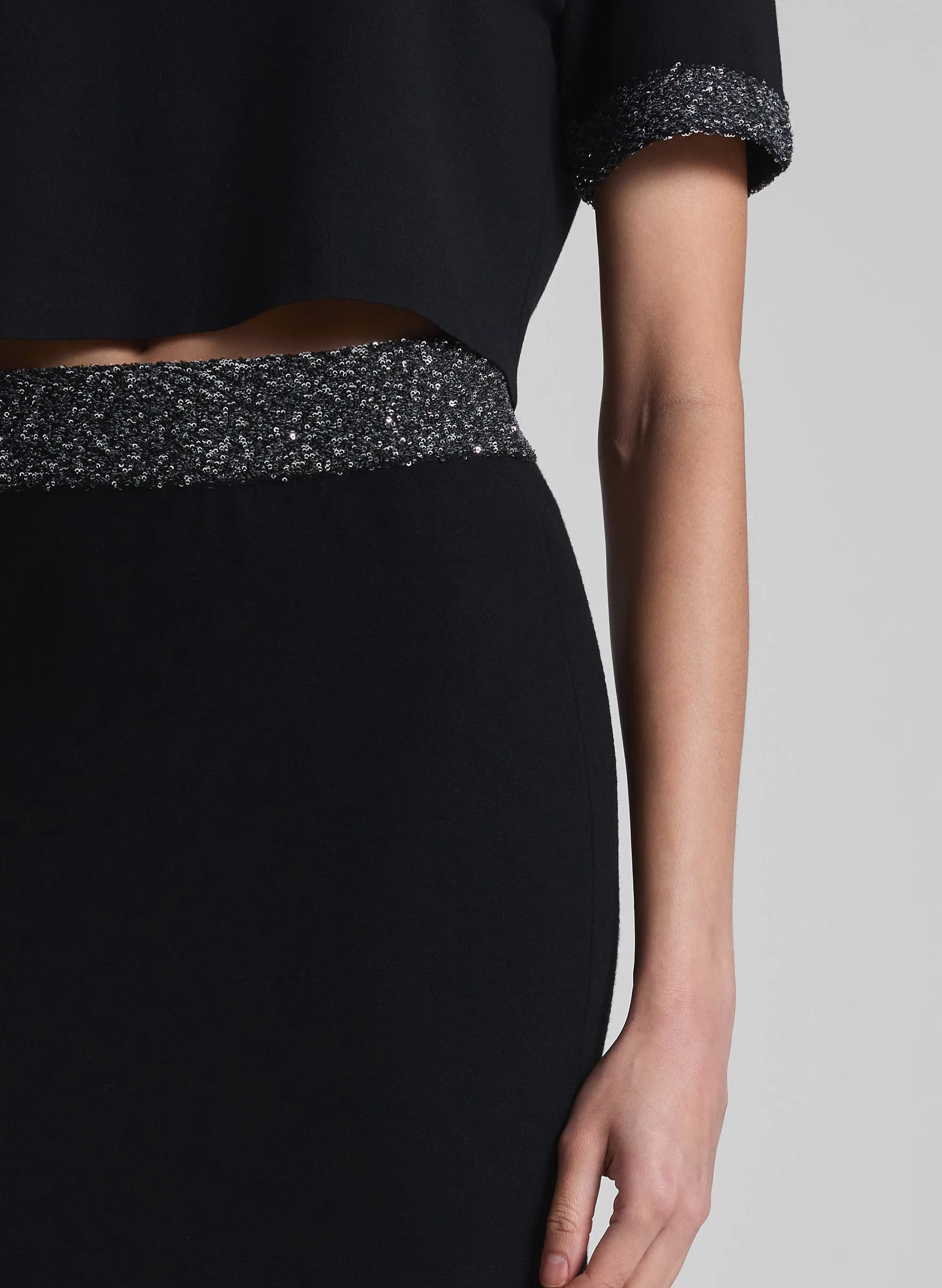 Jane Sequin Embellished Knit Midi Skirt