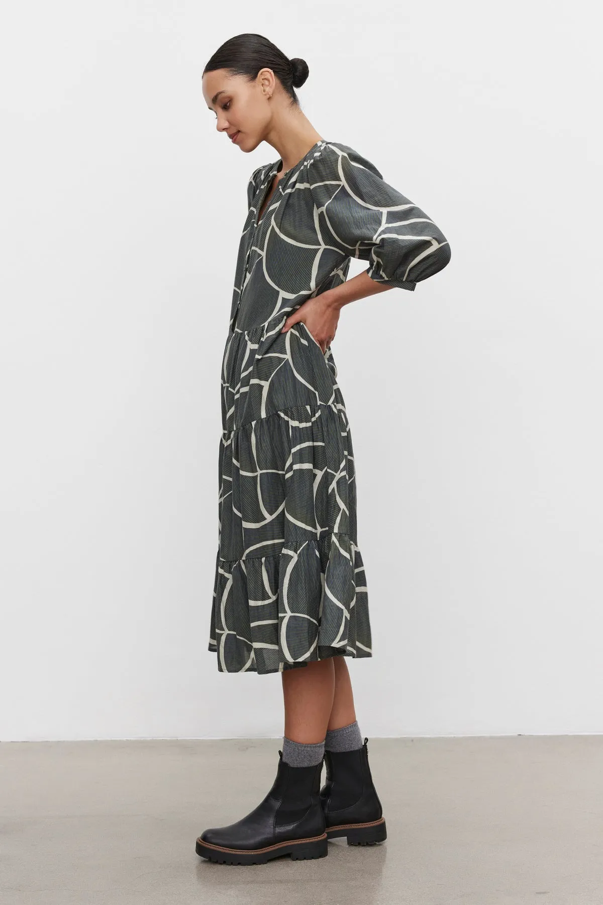 JOHANNA PRINTED SILK COTTON VOILE DRESS