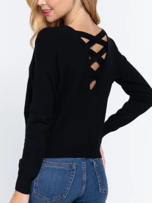 Kate Cross Back Sweater - Black