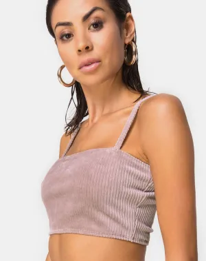 Kylie Crop Top in Rib Taupe