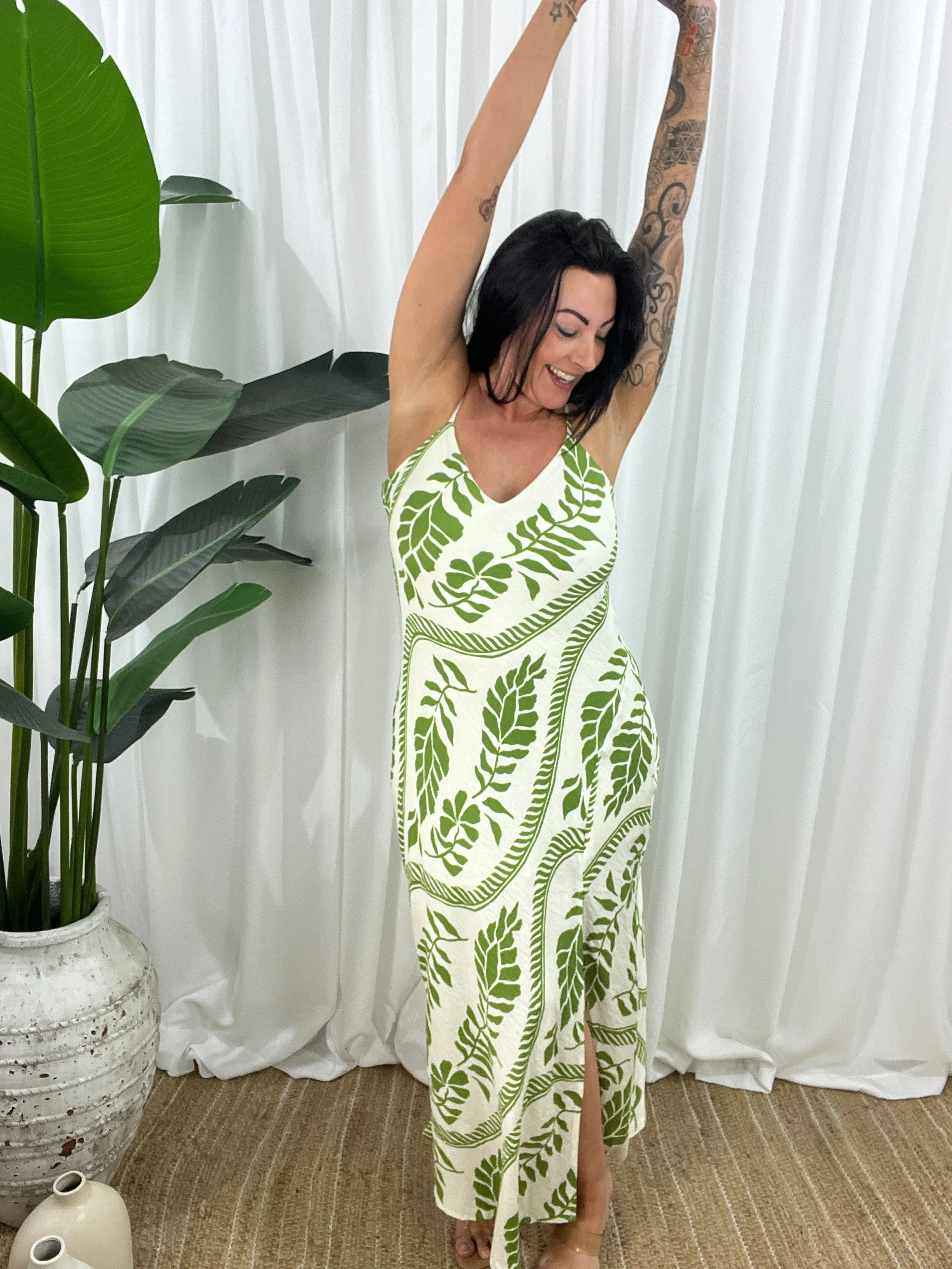 La Vine Dress - Green/Cream