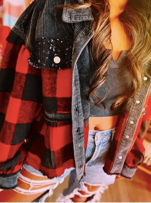 Layla Buffalo Plaid Sequin Shacket!