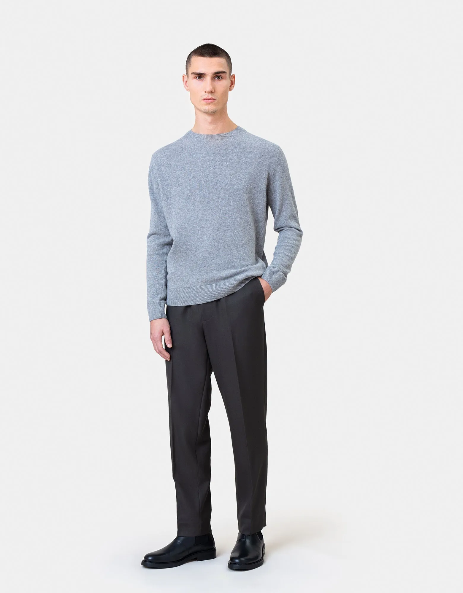 Light Merino Wool Crew - Pacific Blue