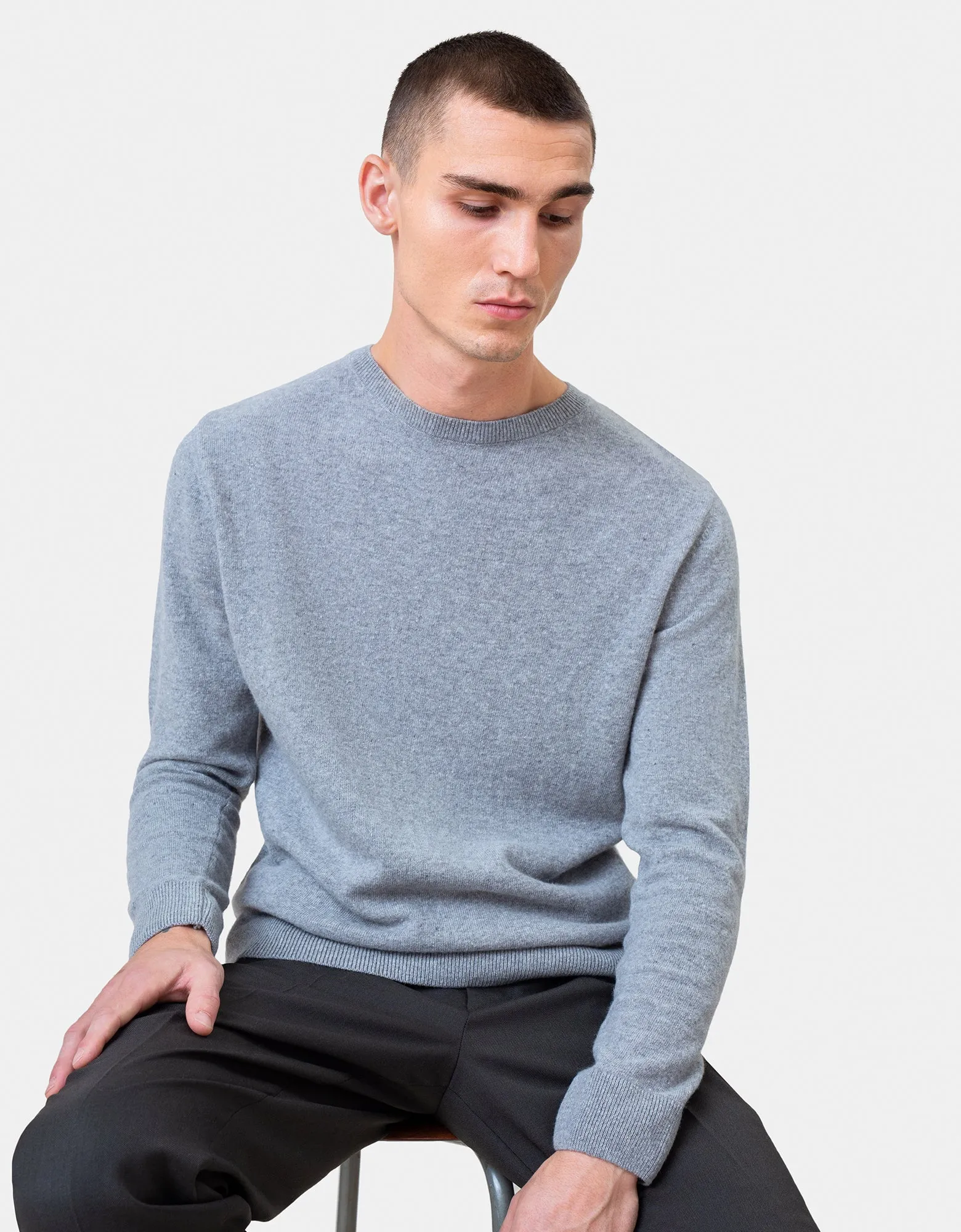 Light Merino Wool Crew - Pacific Blue