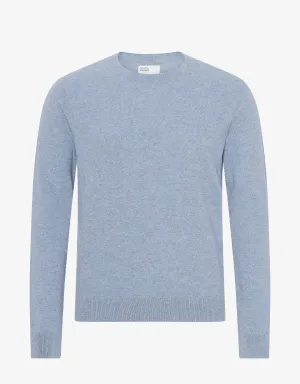 Light Merino Wool Crew - Polar Blue