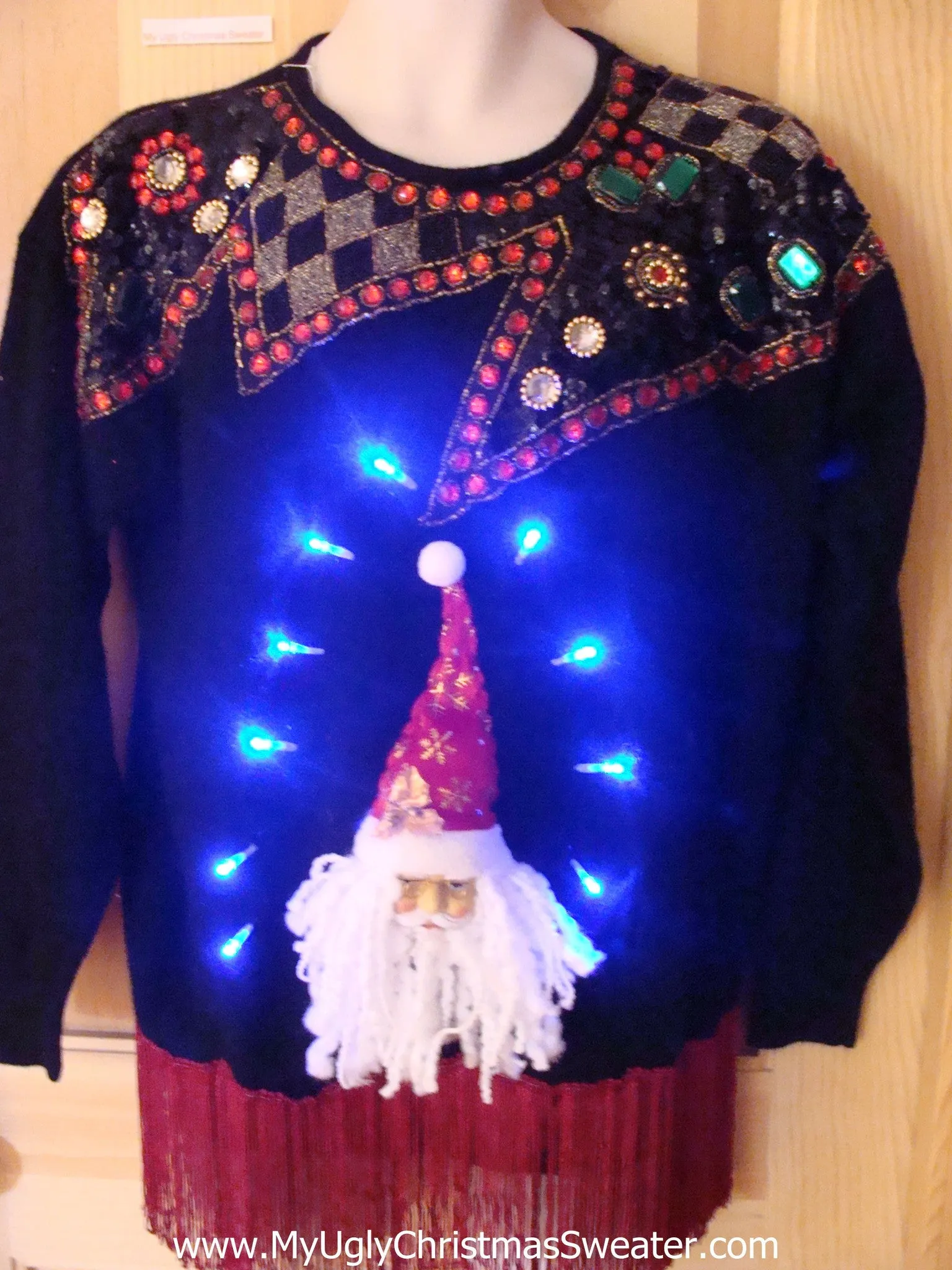 Light Up 80s Ugly Xmas Sweater Funny Santa