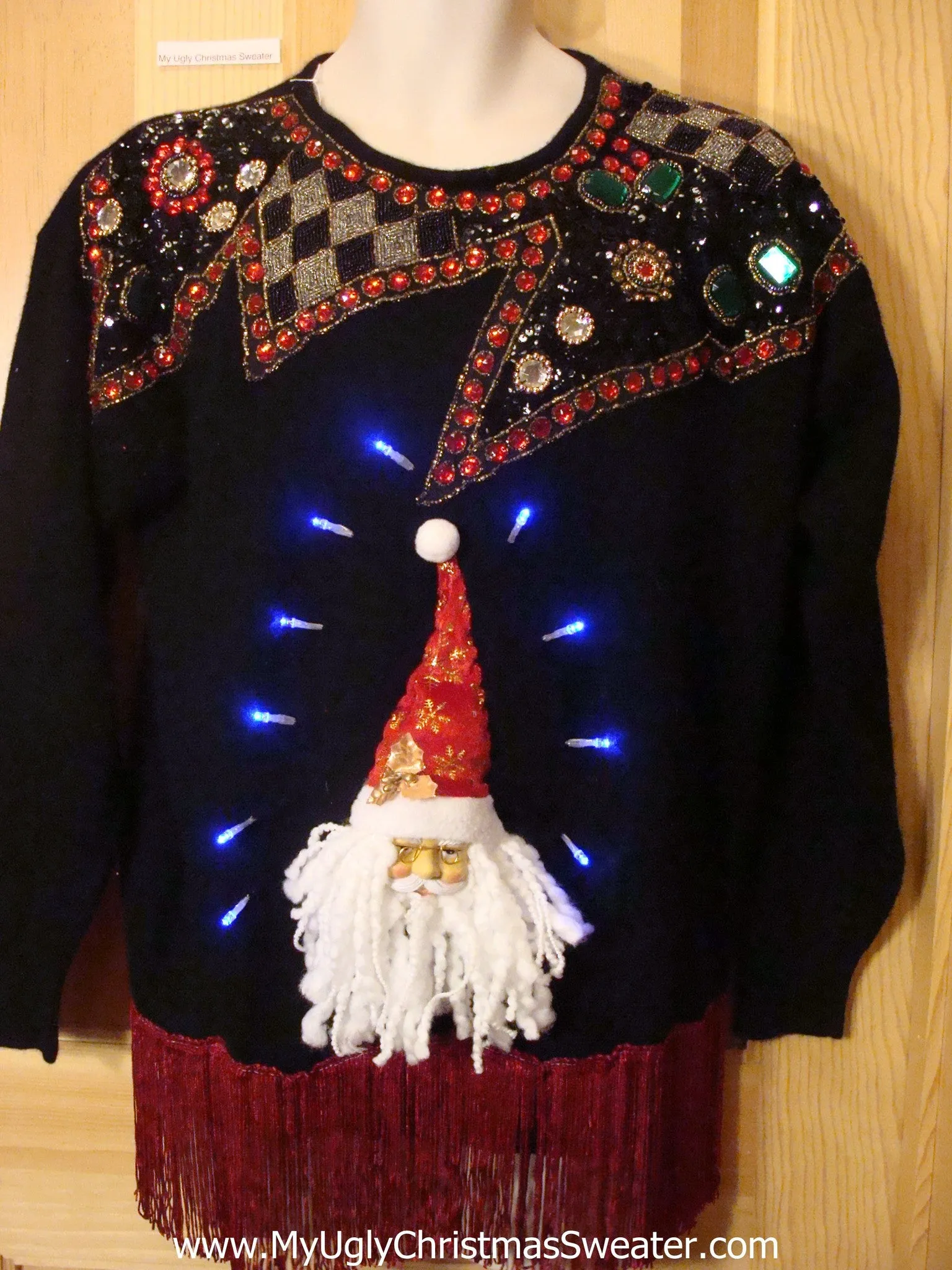 Light Up 80s Ugly Xmas Sweater Funny Santa