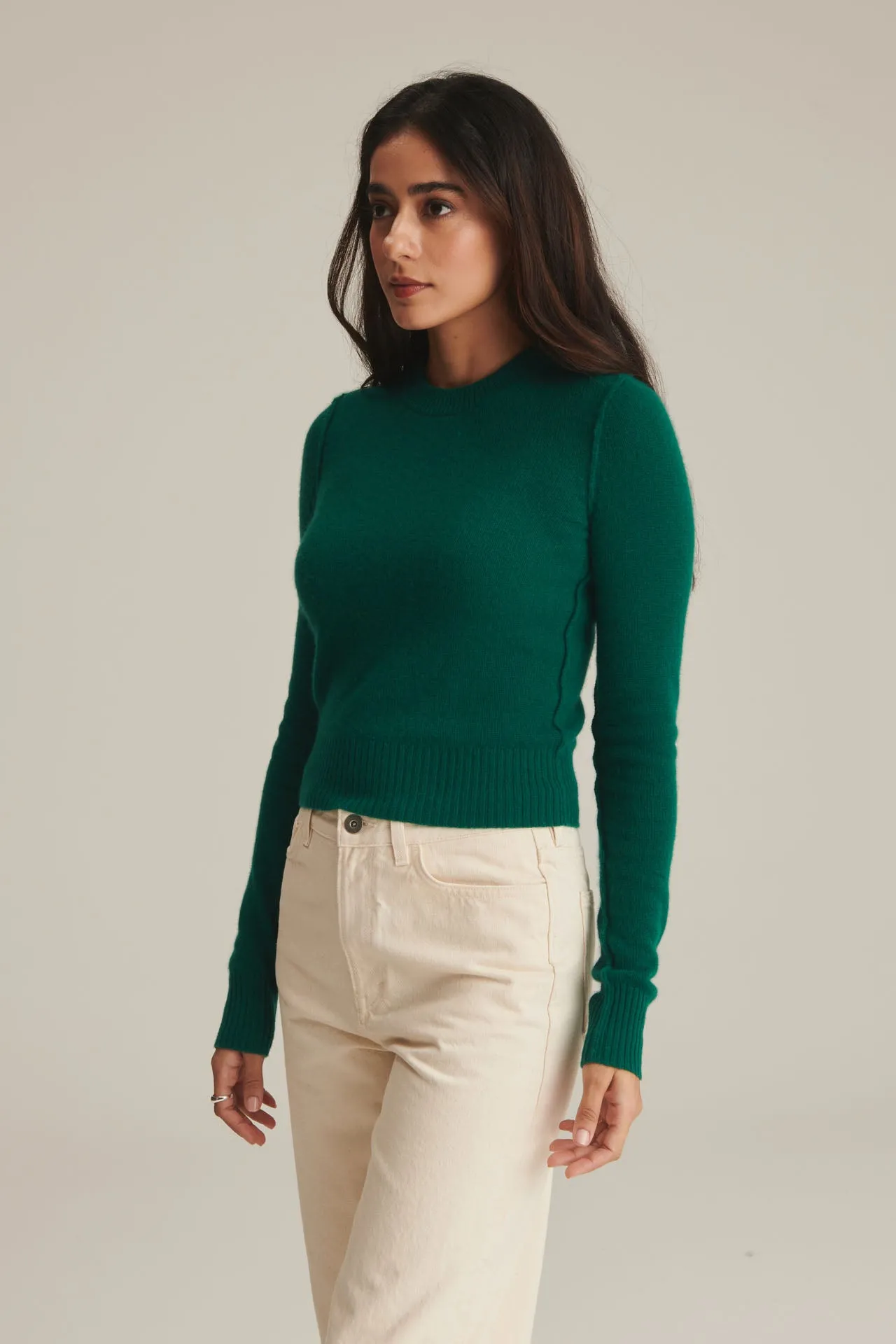 Lightweight Reversible Cropped Crewneck Sweater