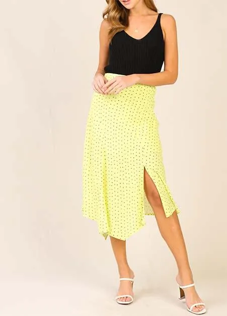 Lime Dot Asymmetric Skirt