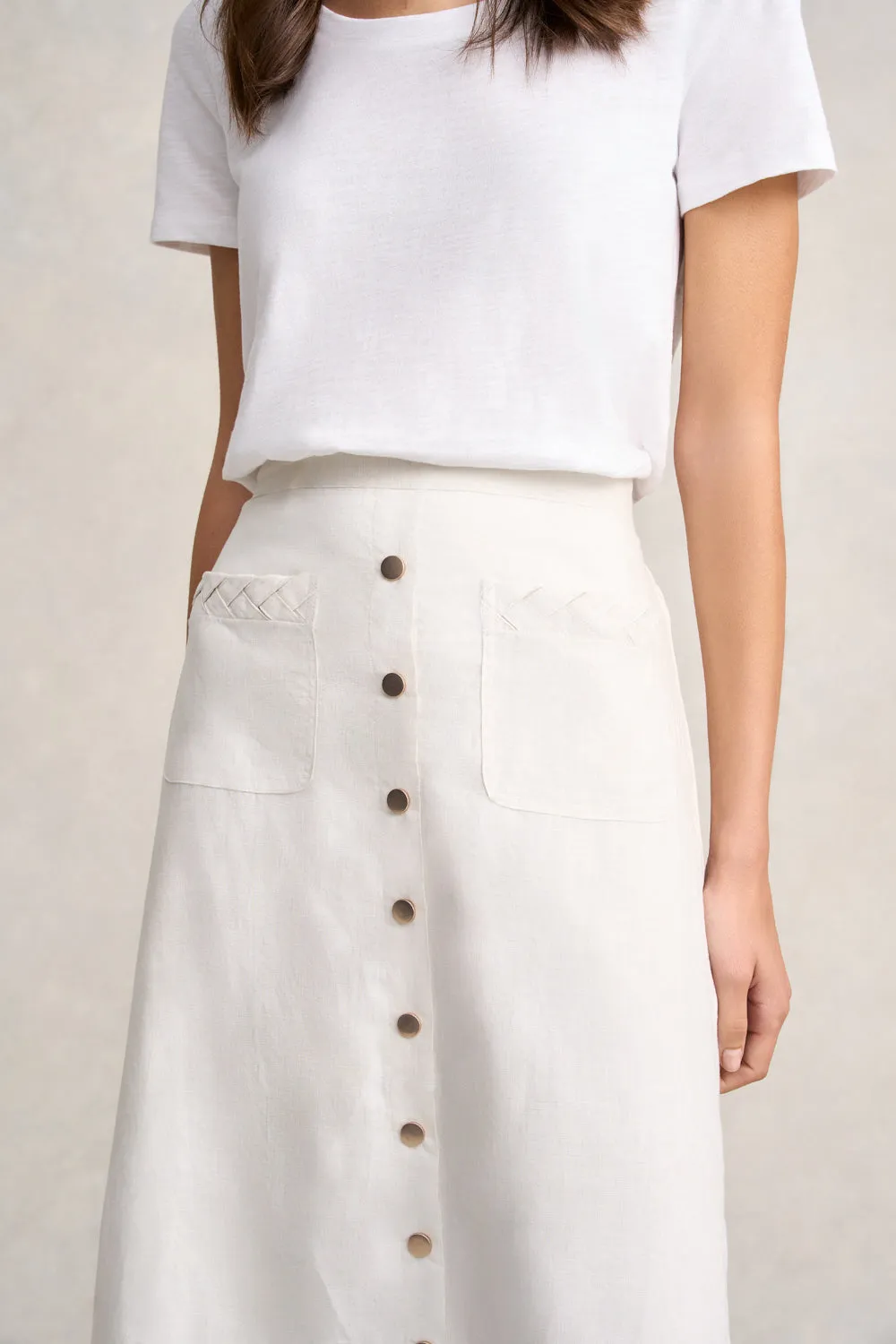 Linen Braid Detail Skirt