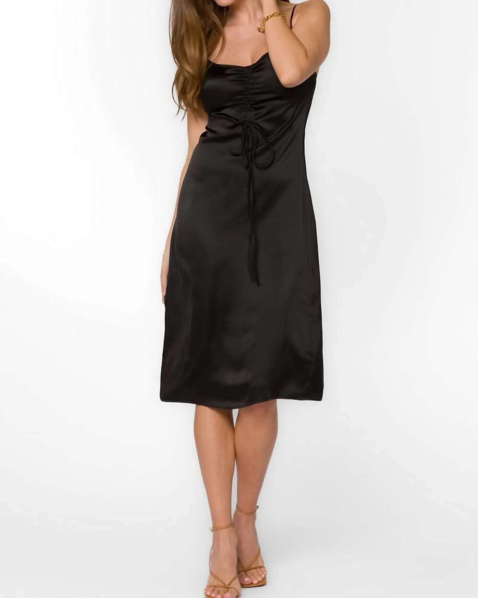 Livvy Satin Slip Dress In Black | Black