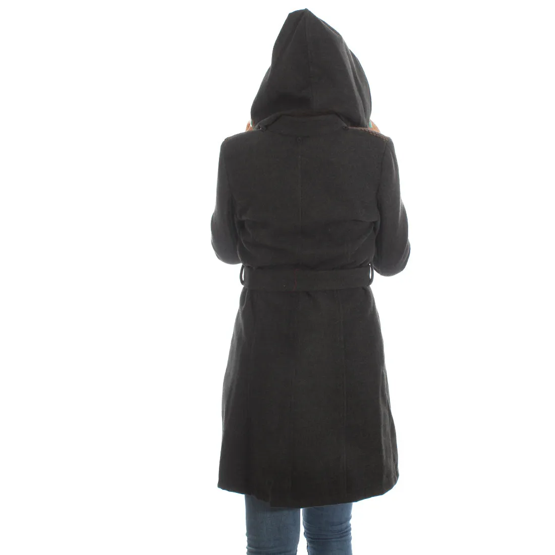 Long coat with removable hoodie/ gray -5899