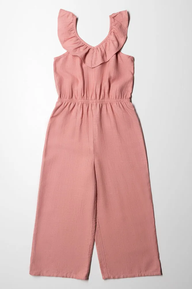 Lurex Jumpsuit With Cut Out Detail Rose Pink