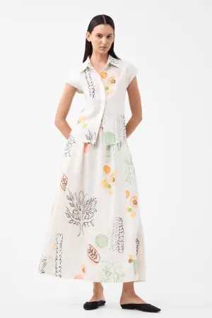 MAISON LINEN SKIRT PRINT