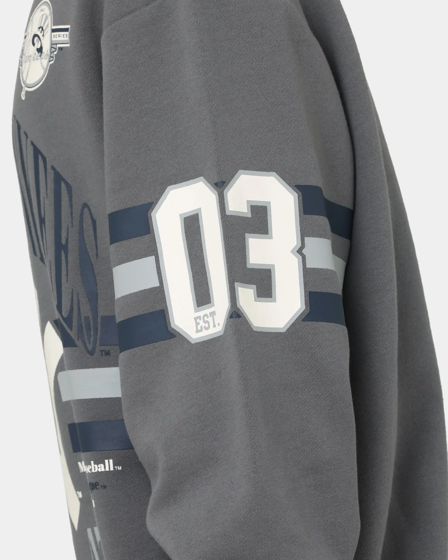 Majestic Athletic New York Yankees Champion Arch Stripe Crewneck Gunmetal Grey