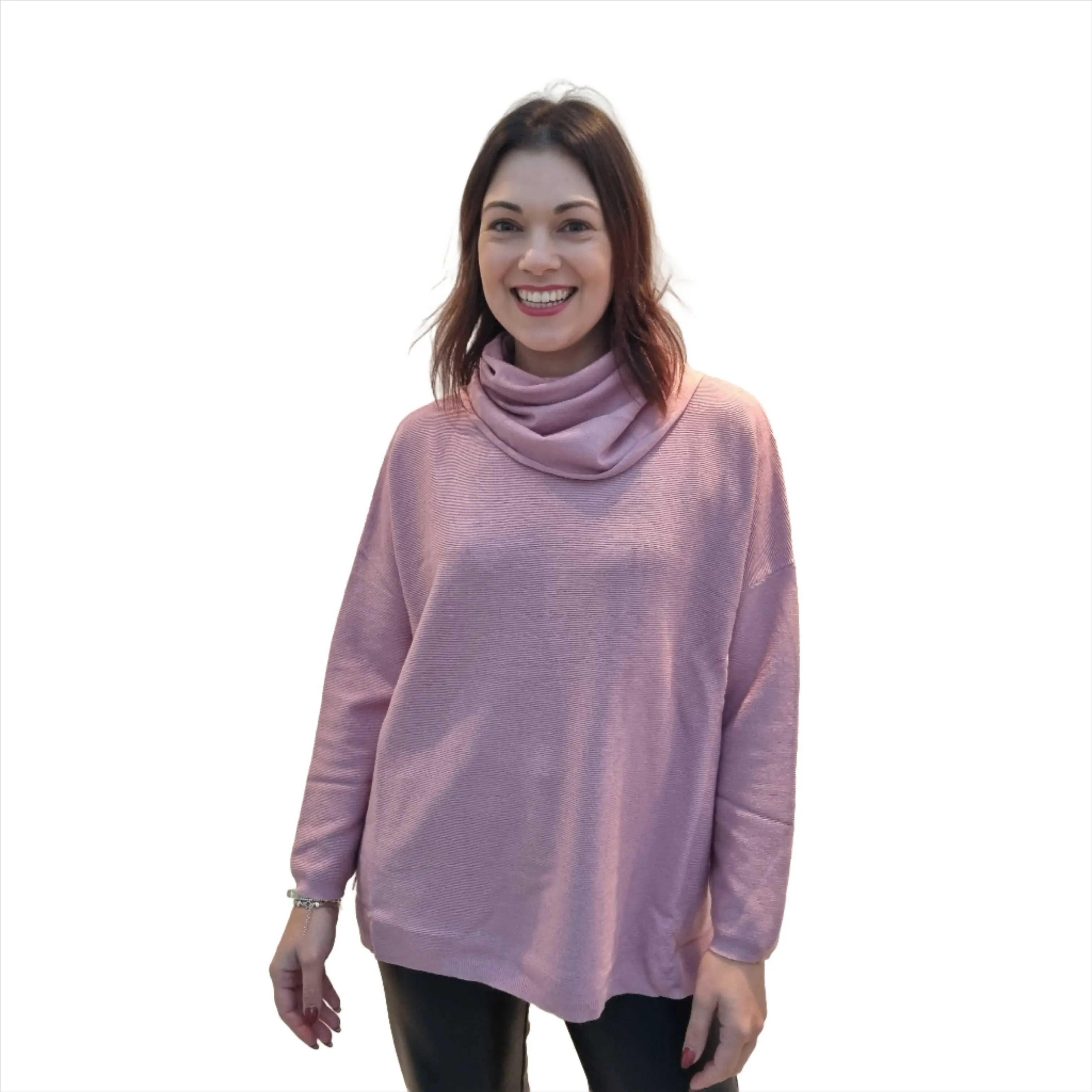 Malissa J Fine Ribbed Long Sleeve Cowl Neck Jumper