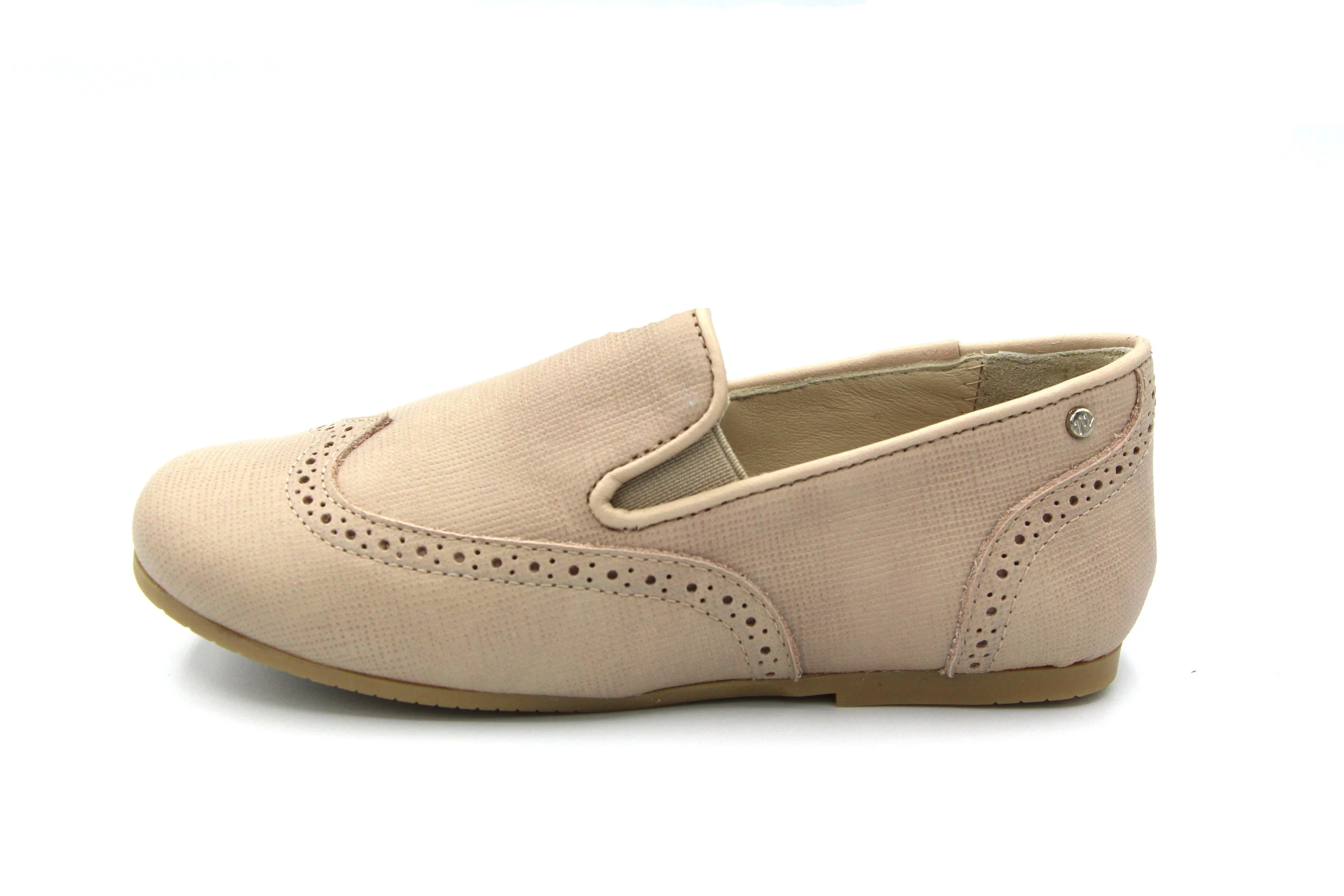 Manuela  Nude Textured Wingtip Slip On S3028