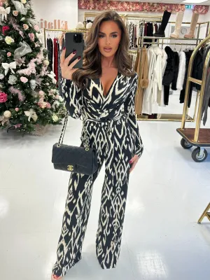 Mercedes Black print jumpsuit