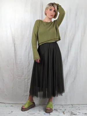 Midi Tulle Skirt - Olive