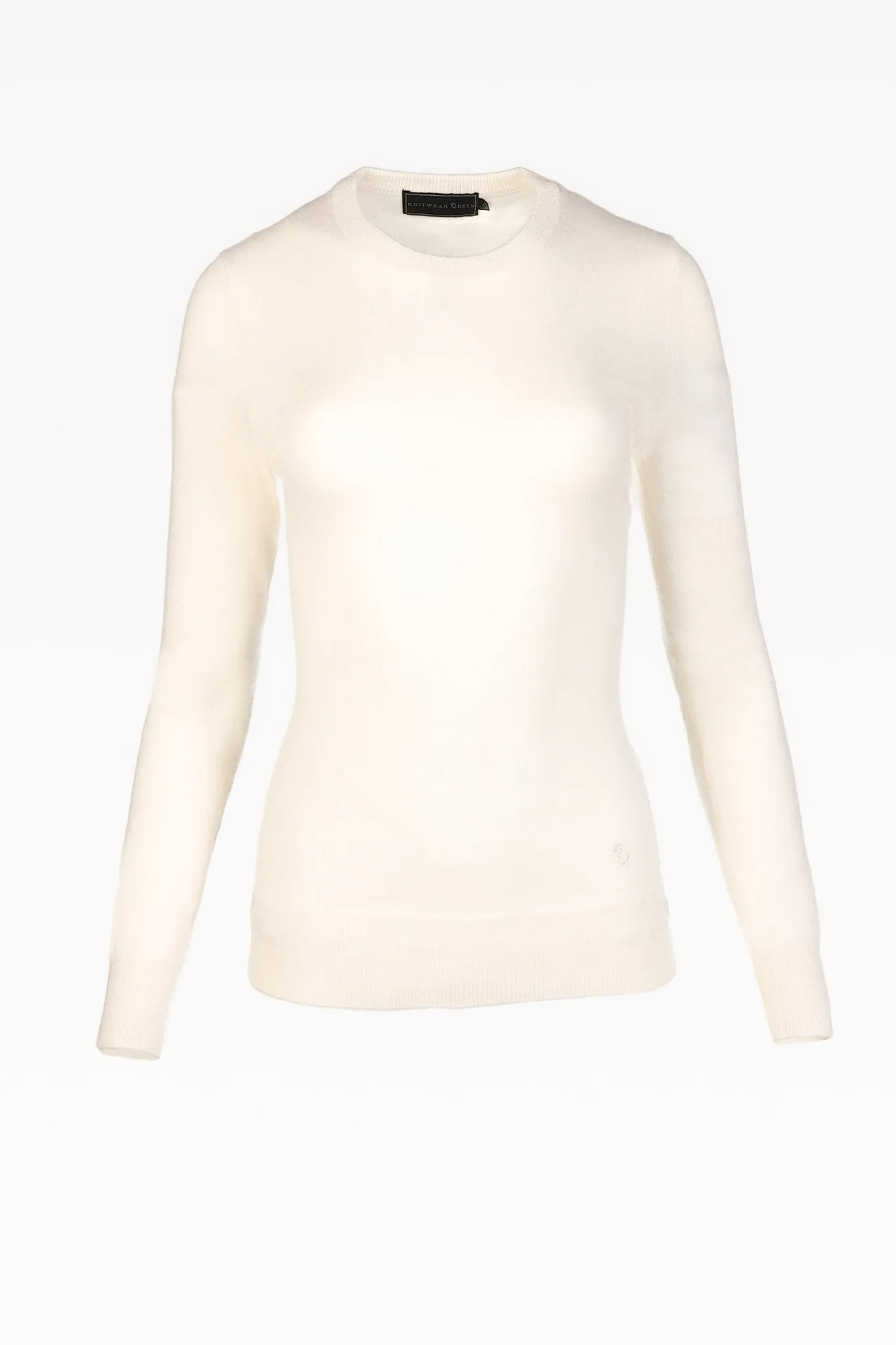 Millie Ladies Cashmere Crew Neck Jumper in Cloud White