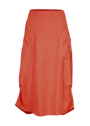 Milwaukee Fiesta Skirt Orange in Slub Linen