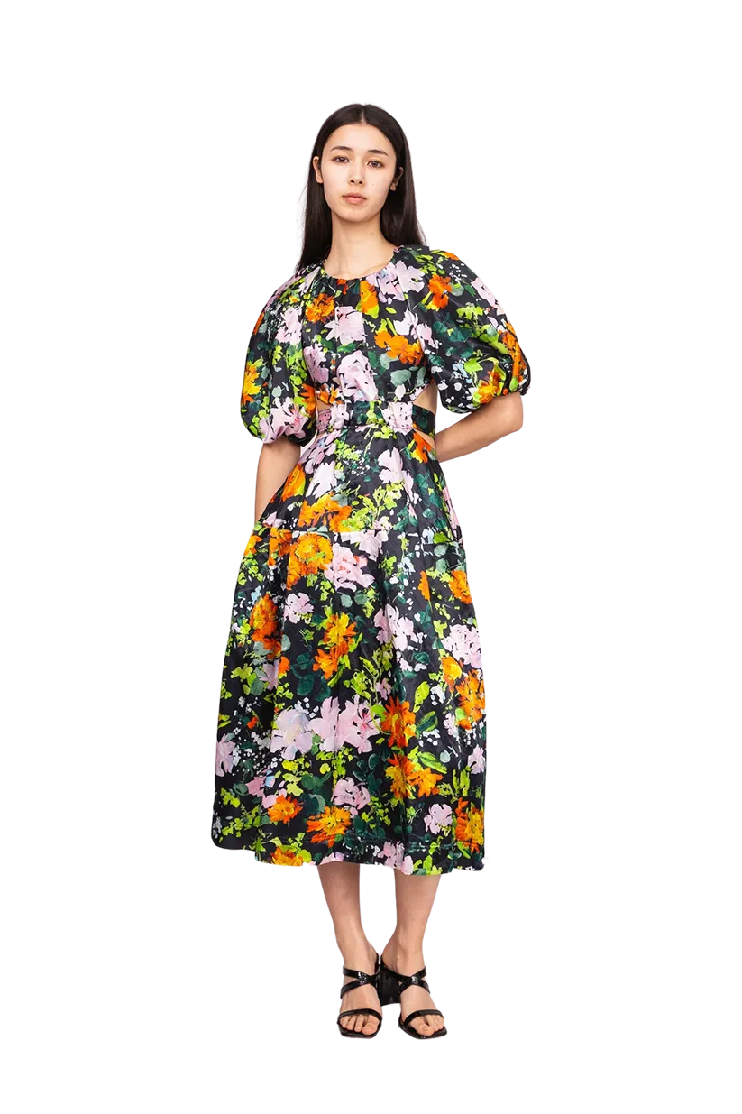 Mimosa Cutout Midi Dress Midnight Floral