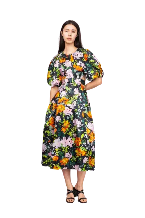 Mimosa Cutout Midi Dress Midnight Floral