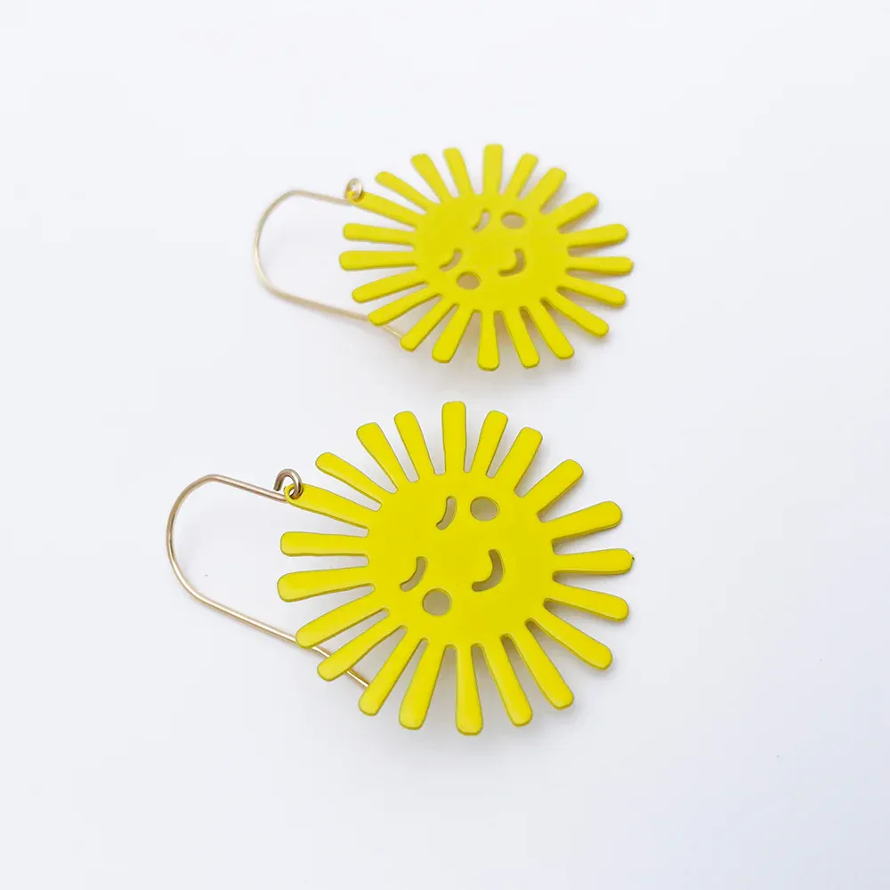 Mini Sun Earrings - Yellow