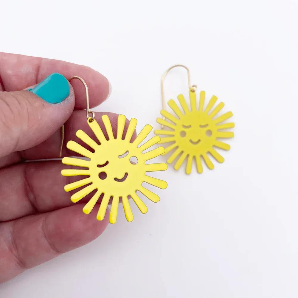 Mini Sun Earrings - Yellow