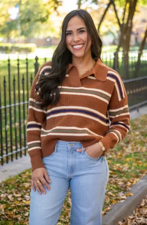 Morning Made Caramel Striped Sweater