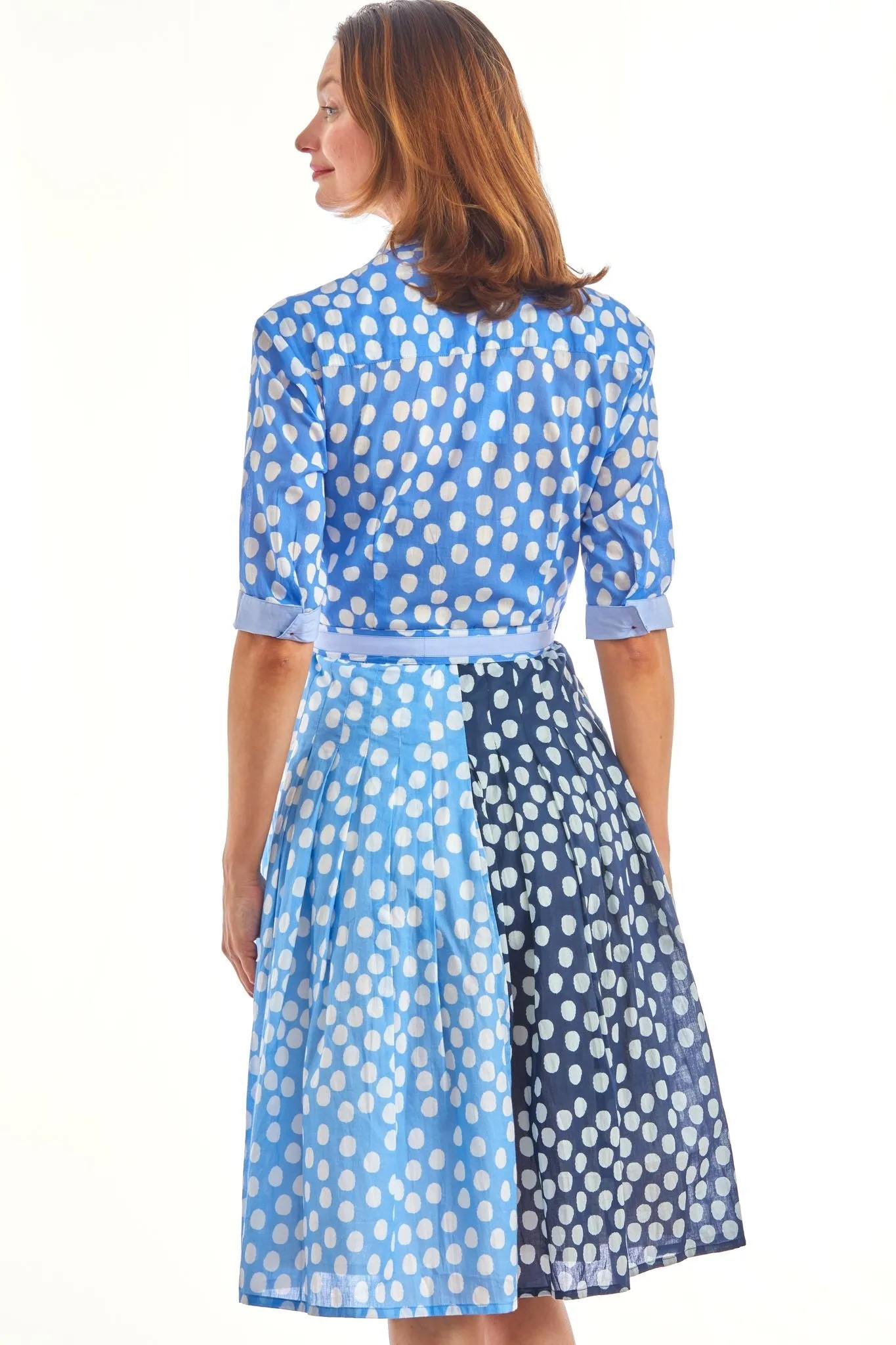 Mrs Maisel Dress - 3 Tone Polka Dots Blues