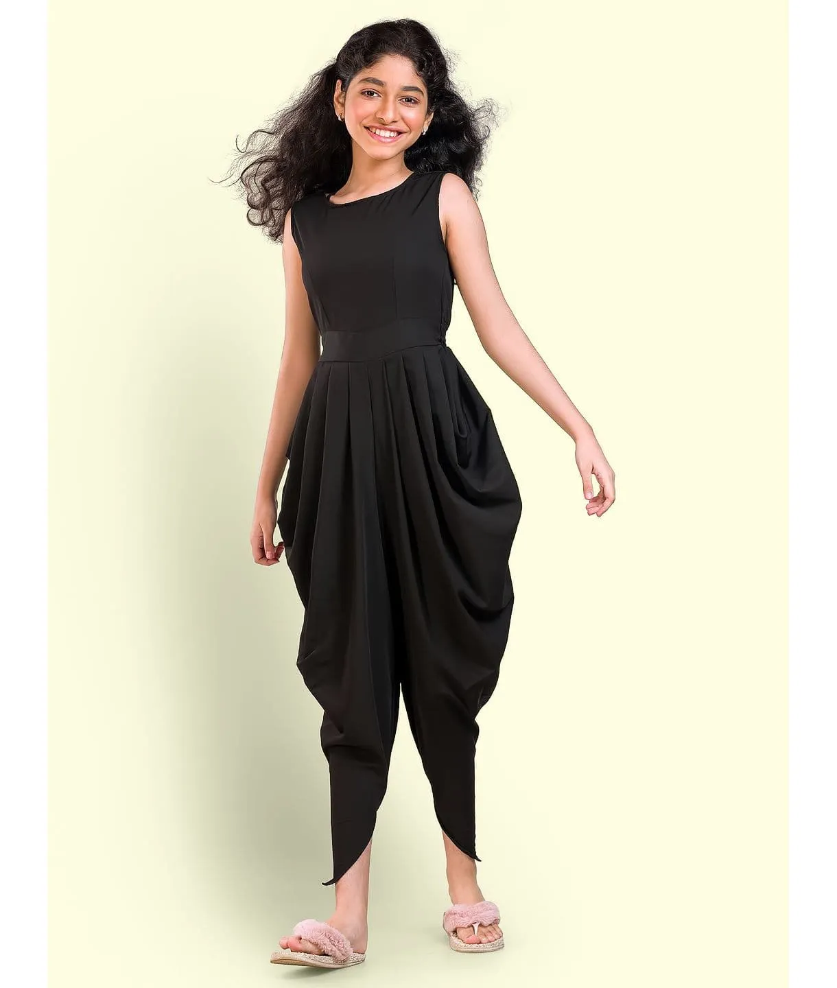 Multi colour elasticated Dhoti Jumpsuit for Girls