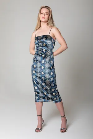 Navy Multi Midi Dress