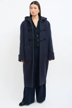 Navy Wool Cuffed Duffle Coat