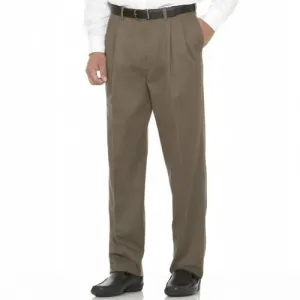 NEW MENS SAVANE SHARKSKIN Pleated PANTS 44X30 Khaki ROCK TAUPE