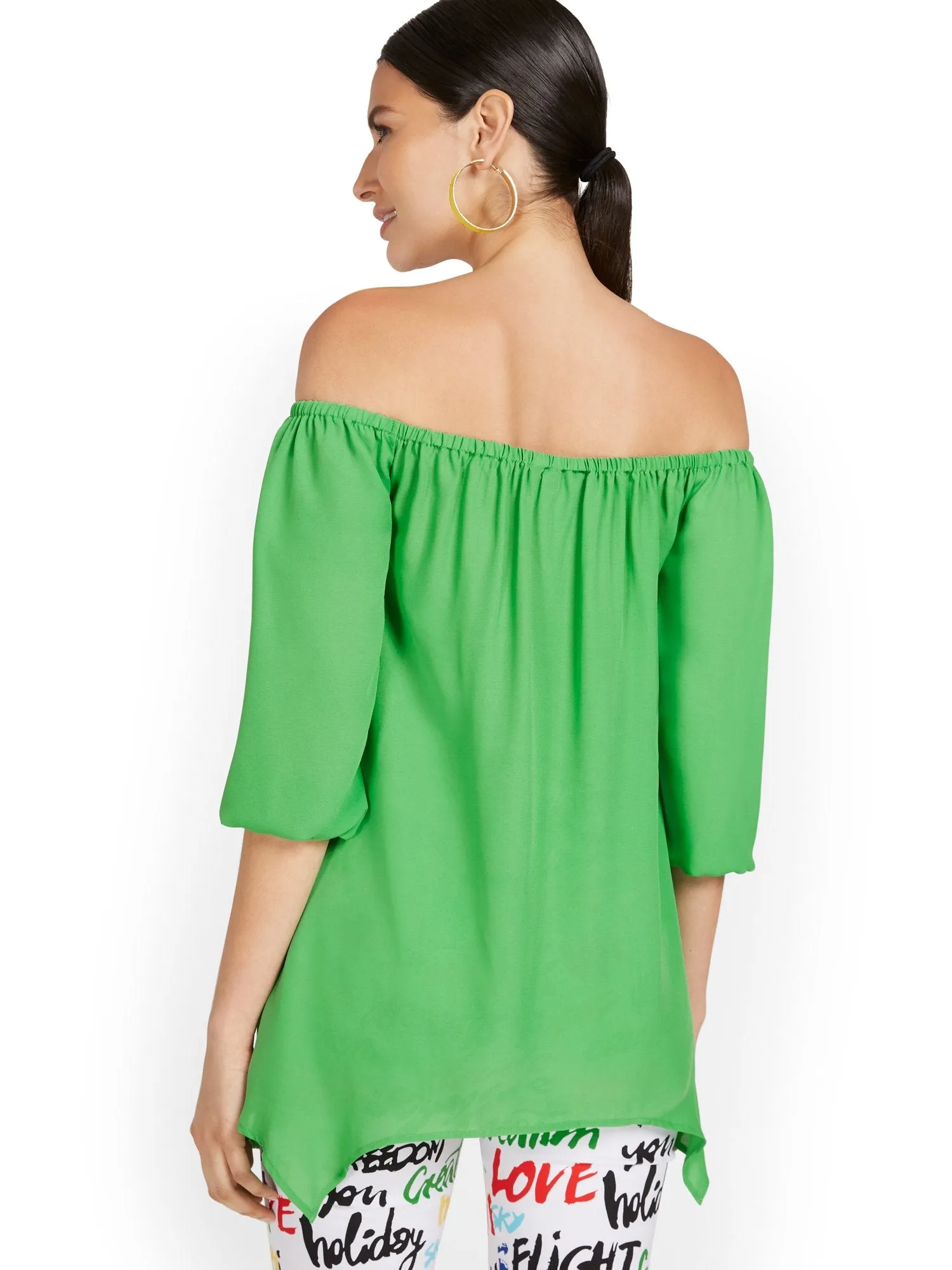 Off-The-Shoulder Sharkbite Tunic Top