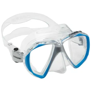 Open Box Cressi Liberty Duo Spe Scuba Diving Mask - Clear/Blue/Silver