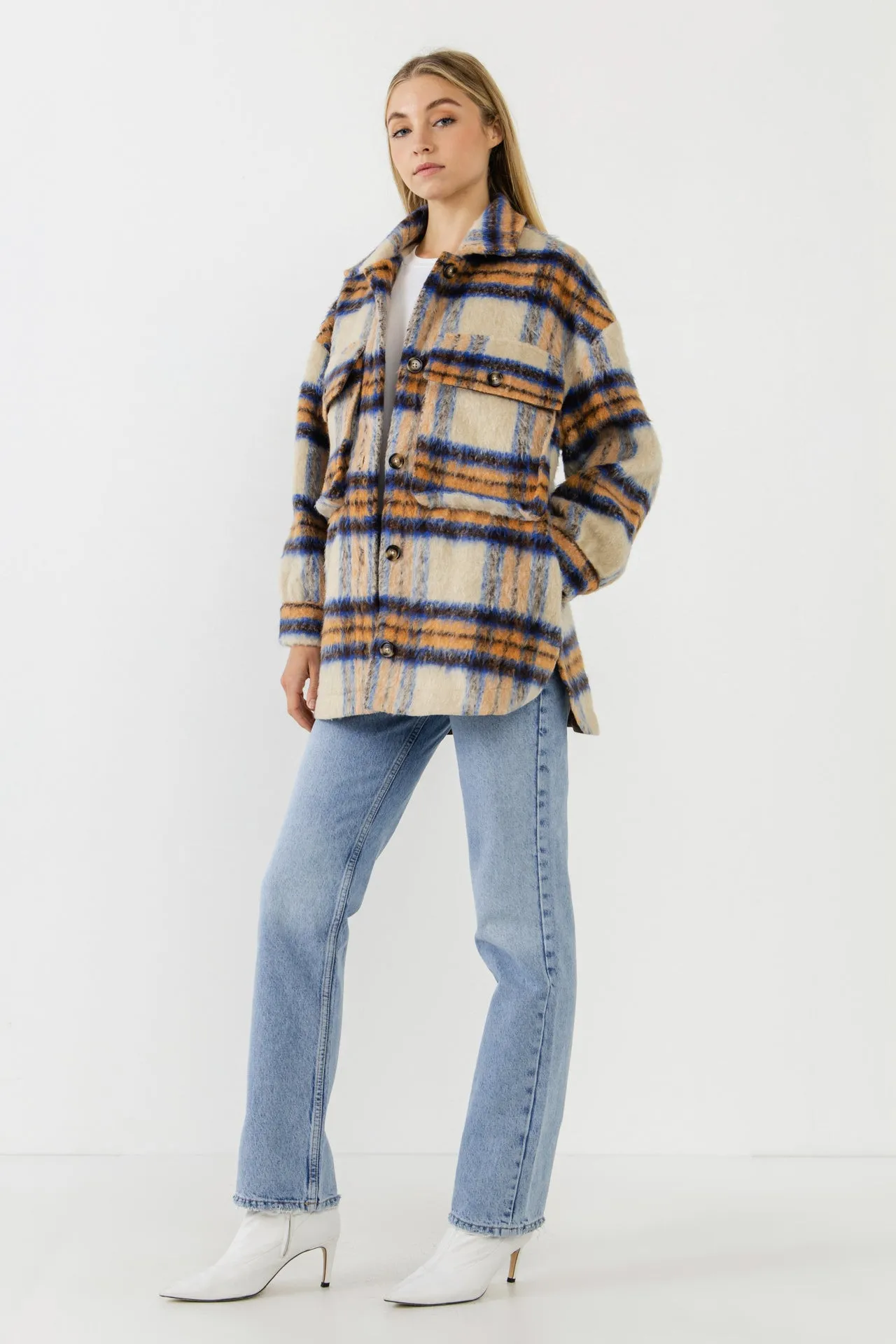 Oversized Plaid Shacket with Pockets