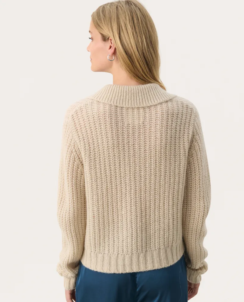 Part Two Lieli French Oak Beige Collar Knit