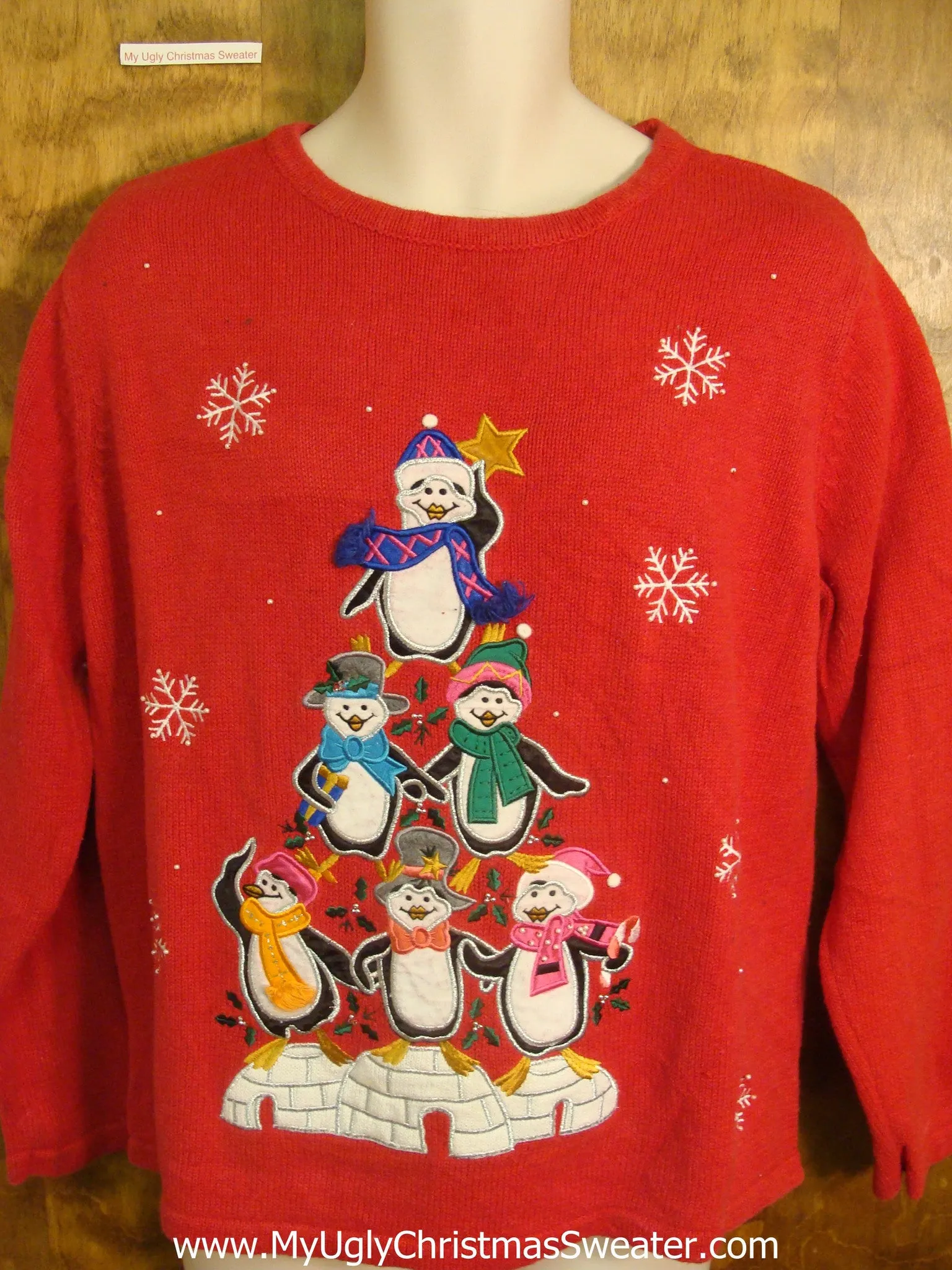 Penguin Pyramid of Friends Tacky Xmas Sweater