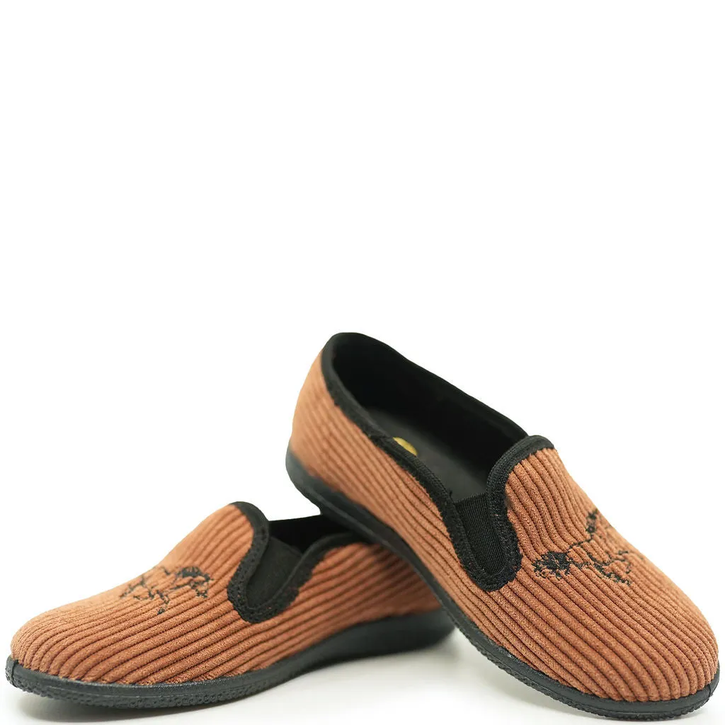 Pepe Cognac Horse Embroidered Slip On Shoe