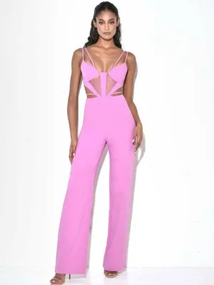 Pink High Waist Wide Leg Sexy Party Jumpsuit for a Fun Night