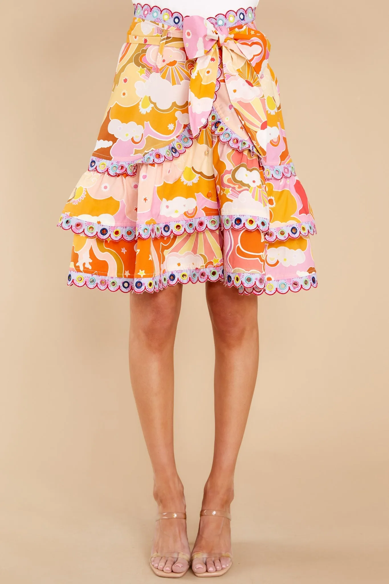 Portia Orange Multi Skirt