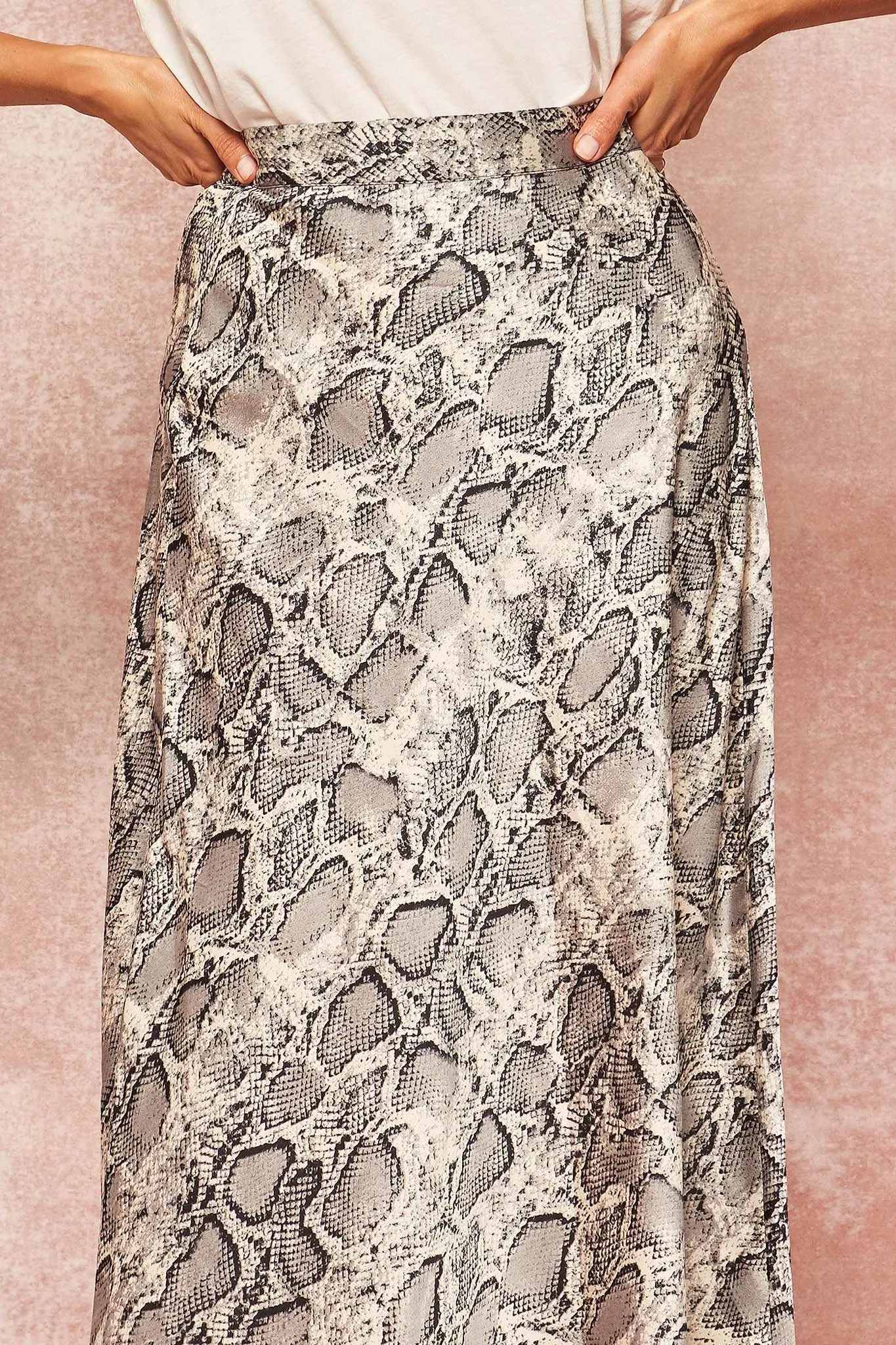 Pretty Poison Snakeskin-Print Midi Skirt